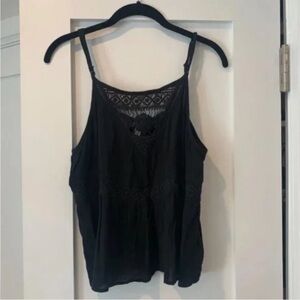 Black Amuse Society Lace Embroidered Tank Top [Small]